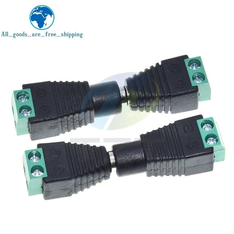 5.5MM x 2.1MM / 2.5MM Female Male DC Power Plug Adapter for 5050 3528 5060 Single Color LED Strip and CCTV Cameras