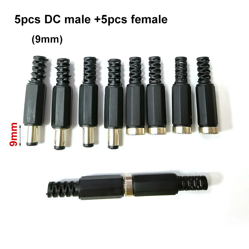5pcs 10pcs DC female male Power Plug 5.5mm x 2.1mm Male  Female Jack Socket Adapter Connectors Set For DIY Projects Connector