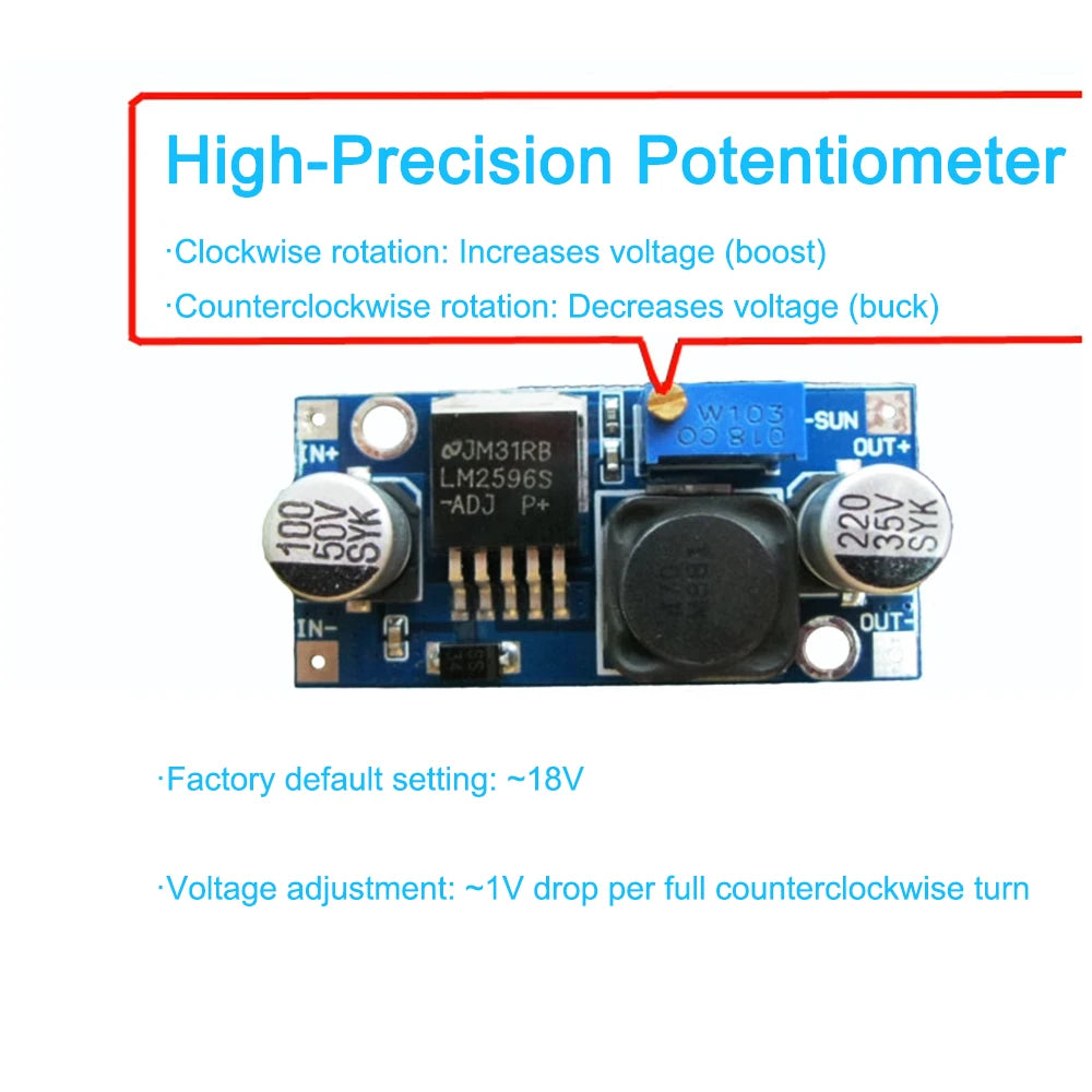 100PCS LM2596 DC-DC Buck Converter Module 3A Adjustable Step-Down Power Supply 24V to 12V/5V/3V Voltage Regulator Module LM2596