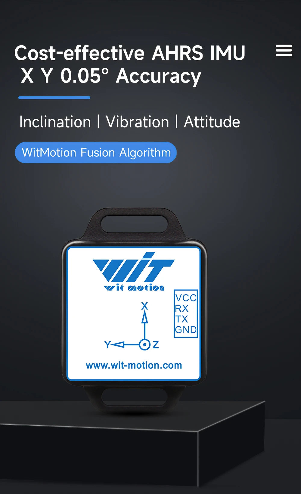 WitMotion WT901C 9-Axis Vibration Inclinometer MPU9250 High-Stability Acceleration+Gyro+Angle(XY 0.05° Accuracy)+Digital Compass