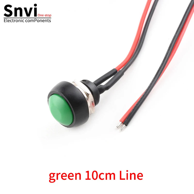 12mm Waterproof Momentary Push Button Switch PBS-33B Mini Round ON/Off Switch With Pre-wired Leads Self-Reset for Arduino DIY