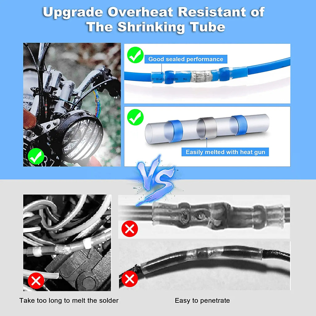 640/250PCS Waterproof Heat Shrink Butt Crimp Terminals Solder Seal Electrical Wire Cable Splice Terminal Kit with Hot Air Gun