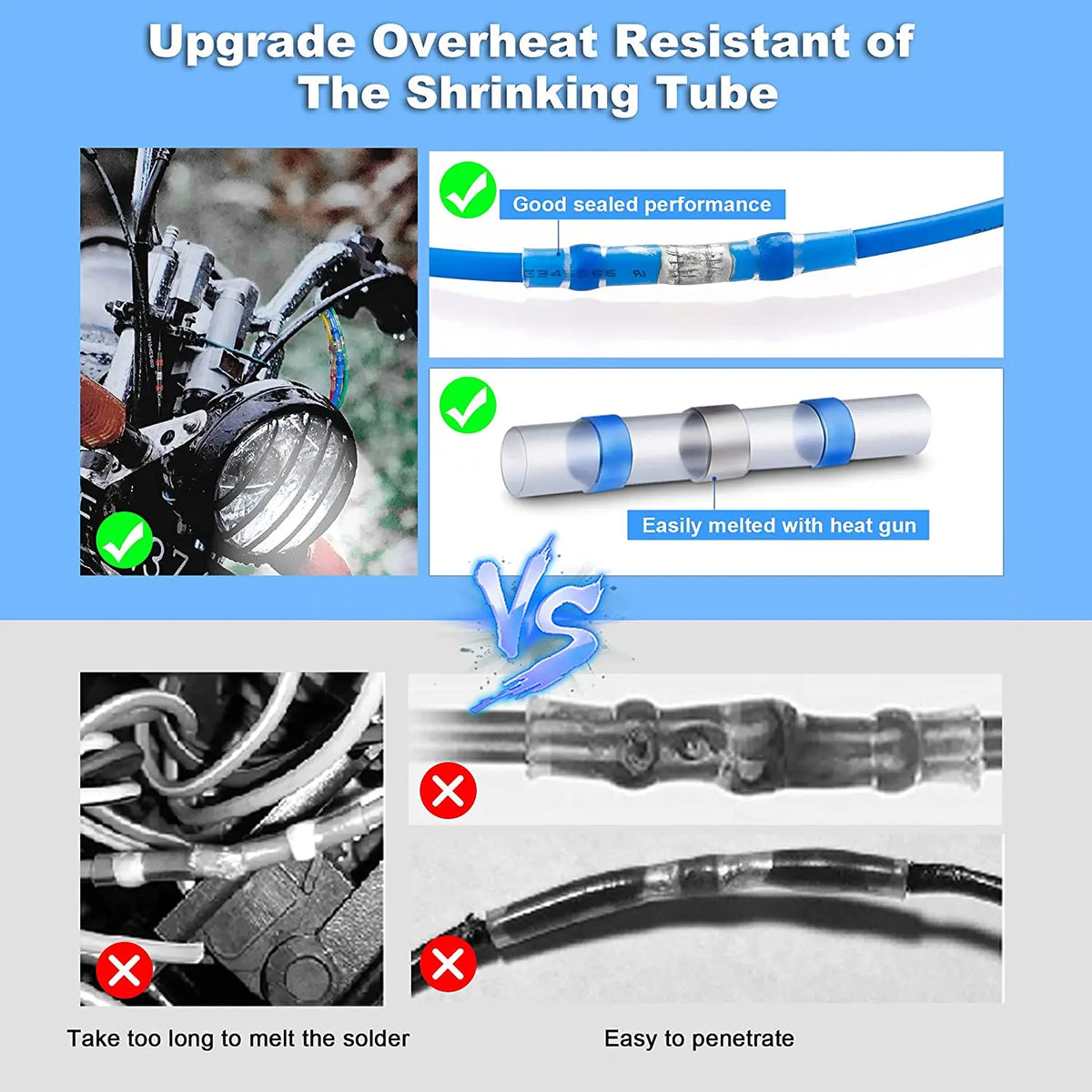 640/250PCS Waterproof Heat Shrink Butt Crimp Terminals Solder Seal Electrical Wire Cable Splice Terminal Kit with Hot Air Gun