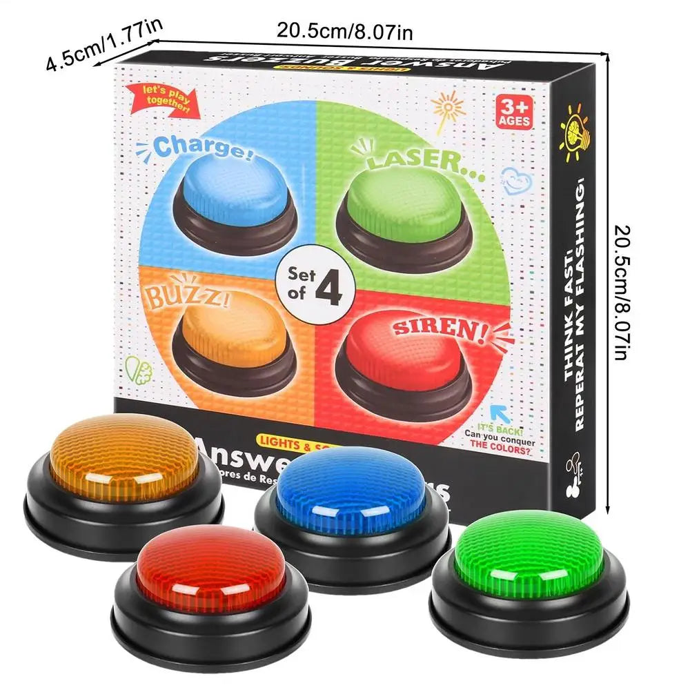 Game Buzzer 4-Piece Quick Answer Button with Lights for Kids Student Classroom Debate Competition Guessing Answering Accessories
