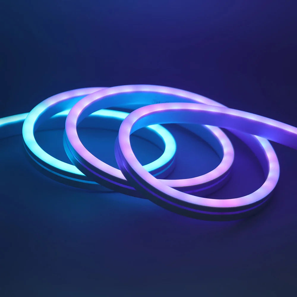 12V 24V RGB Neon Light LED Strip Addressable WS2811 84LEDs/m 6x12mm Flex Silicone Rope Rainbow Lamp Home Decoration Waterproof