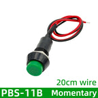 PBS-11A Self-locking Latching Switches 12mm PBS-11B Self-Reset Momentary Switches 2Pins 12mm Push Button Switch with Wire 20cm