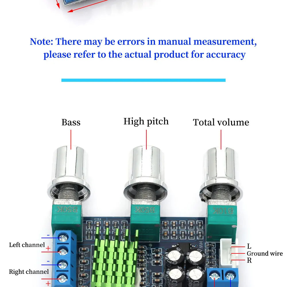 Liludin DC 12V 24V 80W X 2 Dual Channel Digital Audio TPA3116D2 Treble Bass Regulating Preset Pre Amplifier Board Module XH-M567