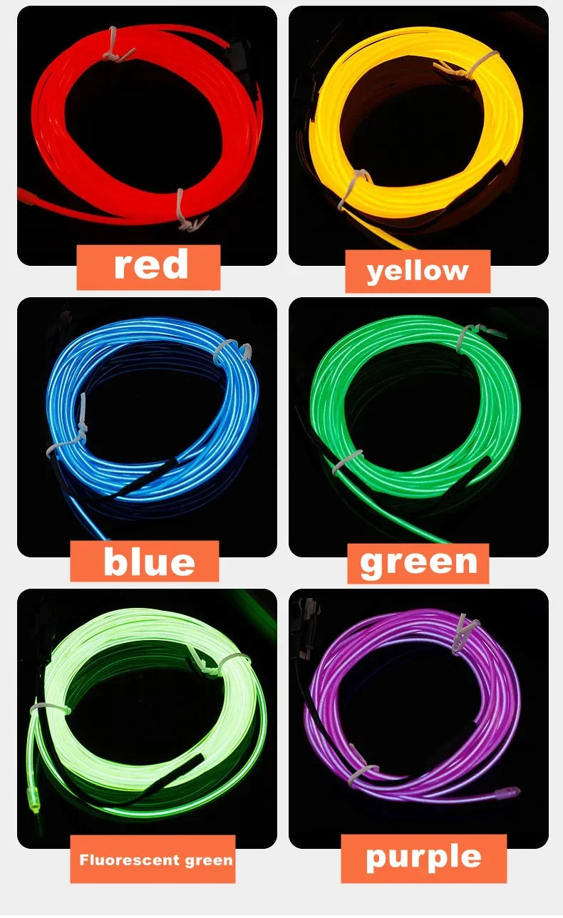 1M/2M/3M/4M/5M Flexible Neon Light EL Wire Led Neon Dance Party Atmosphere Decor Lamp RopeTube Waterproof Multicolor Led Strip