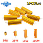 2PCS 10W 25W 50W 100W Load Resistor Aluminum Power Metal Shell Case Wirewound Resistor 0.1~10K Ohm 4ohm 6ohm 8ohm Resistance