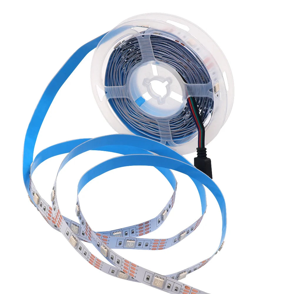5v 5050 RGB LED Strip Light Flexible Tape Lamp Waterproof 50cm 1m 2m 3m 4m 5m With 4pin Plug White/ Black PCB Home Decoration