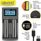 LiitoKala Lii-CH4 Smart Charger for 18650/21700/26650/AA/AAA/Ni-MH/Li-ion,1.2V/1.5V 4-Slot Fast Charge, USB-C, Auto Detect