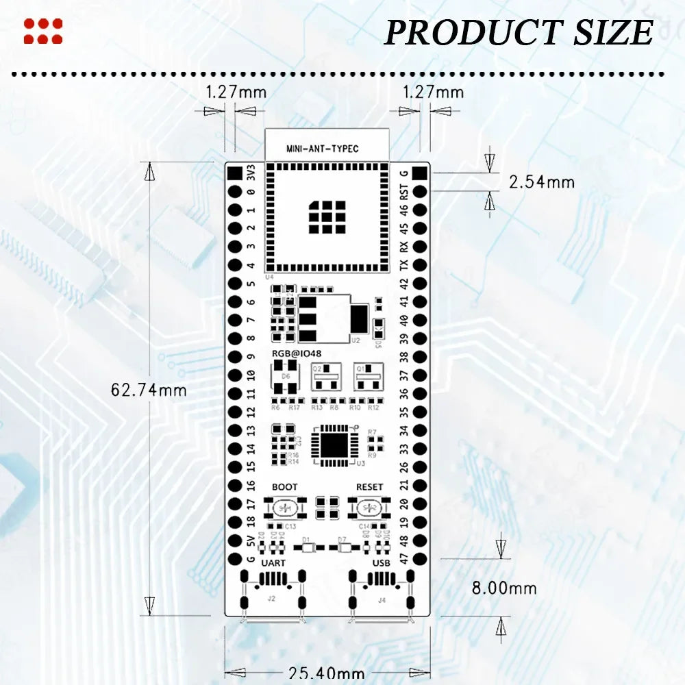 ESP32-S3-DevKitC-1 Development Board BT 2.4G Wifi Module for Arduino 8MB PSRAM 16MB FLASH N16R8 44Pin CP2102 Type-C ESP32S3