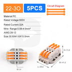 Quick Butt Lever Crimp Terminals Wire Connectors 2-12 Way With Fixing Holes Push-In Universal Compact Electrical Terminal Block