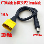 1Pcs XT90 Male/Female Connector To DC 5.5*2.1 5.5*2.5 14AWG 15A Power Cable Adaptor For Car Battery Charging Adapter Cables 30CM
