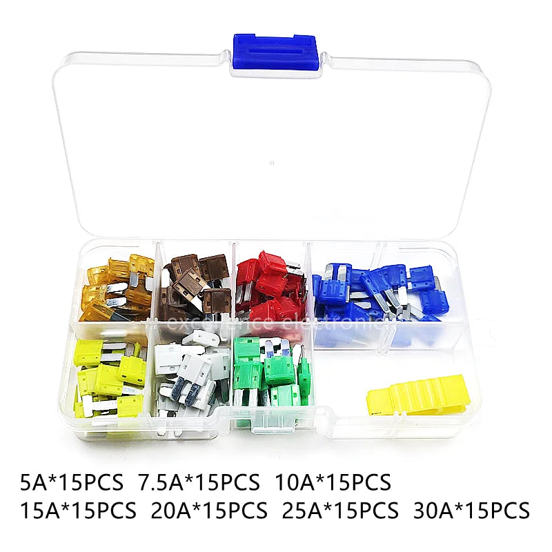35/70/105pcs Mini M2 Car Fuse Long Foot Insert 5A 7.5A 10A 15A 20A 25A 30A with Puller Tool for Car Boat Truck SUV Automotive