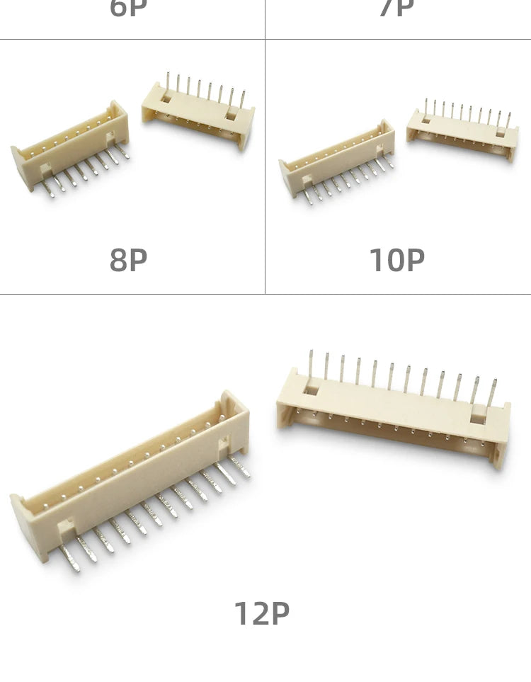 50pcs Micro JST MX1.25 Straight needle/curved needle Connector 2Pin~12Pin Male Pin Header Right Angle 90°/180° 1.25mm Pitch