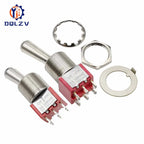 Red Mini 3pin 6pin 6mm 2/3 Position Self-resetting Toggle Switches ON-(ON)DPDT Mini Toggle Switches 6A/125V 3A/250V MTS