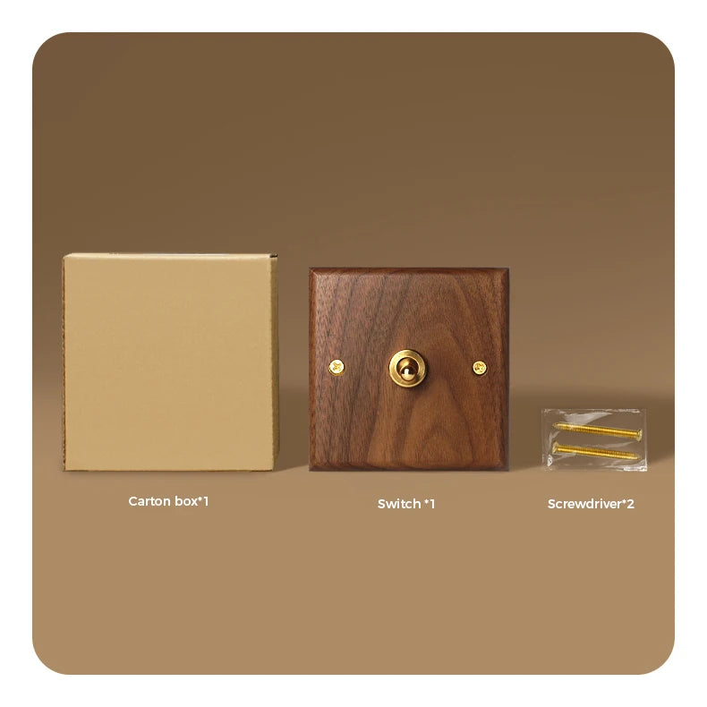 Avoir Retro Black Walnut Panel Toggle Switches USB Type C FR EU Socket Outlet Brass Lever Wall Light Switches Cat6 Rj45 For Home