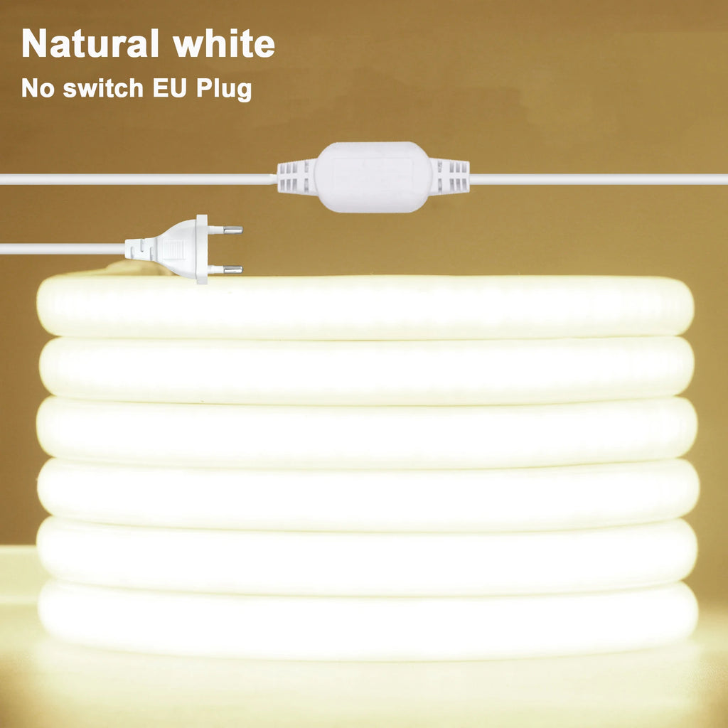 Dimmable Switch 220V COB LED Strip Neon Light Dimmer Power Kit Waterproof 3000K 4000K 6000K 288LED Kitchen Room Decor Flex Lamp