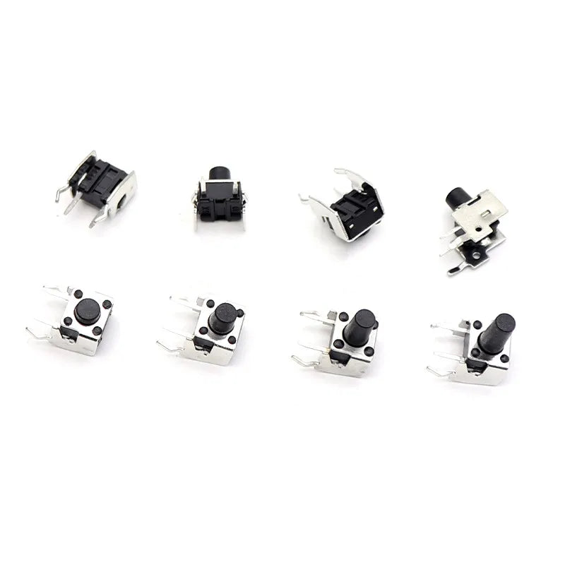 80PCS/Lot 6x6mm Right Angle Tactile Switch SMD Side Mount Push Button PCB Tact Switch with Stent 4.3-12mm with Box