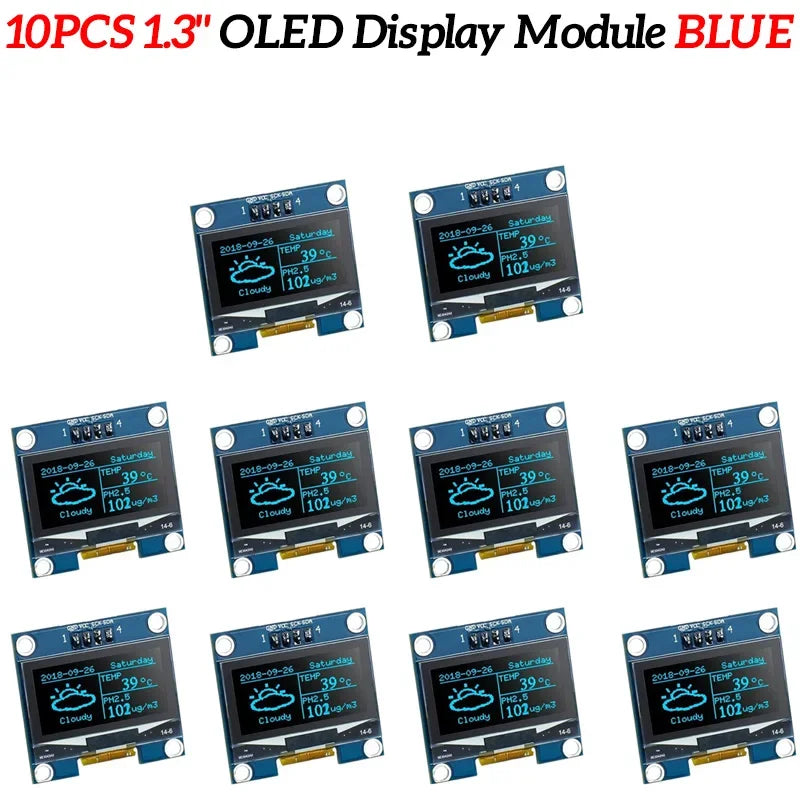 1-10PCS 1.3" OLED Display Module White/Blue Color Drive Chip SH1106 128X64 1.3 inch OLED LCD LED IIC I2C Communicate