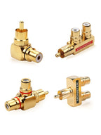 RCA Male To RCA Female Lotus Connector Tee Type 3Way Splitter for AV Audio and Video Converter Adapter Gold Plated Copper Brass