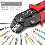Versatile Ratchet Crimping Tool Set for Open Barrel Pins, SATA, TE, JST, Molex, and Dupont Connectors