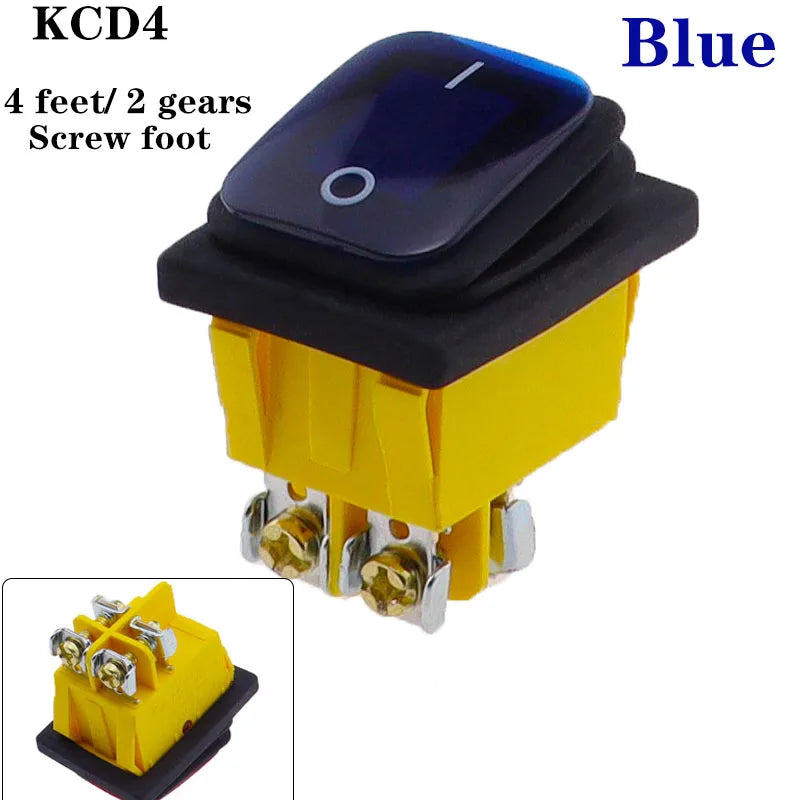 KCD4 on off 30A/250V Heavy Duty 4 pin DPST IP67 Sealed Waterproof T85 Auto Boat Marine Toggle Rocker Switch with LED 12V 220V 30