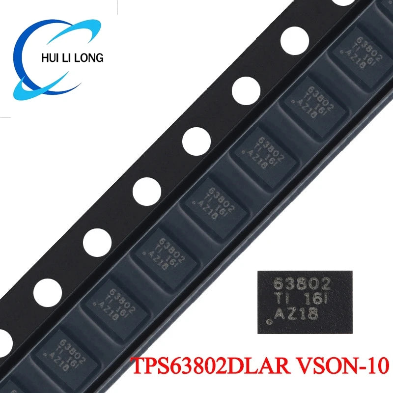 5pcs TPS63802 63802 TPS63802DLAR VSON-10 2A High Efficiency Low IQ Buck/Boost Converter Chip IC Integrated Circuit