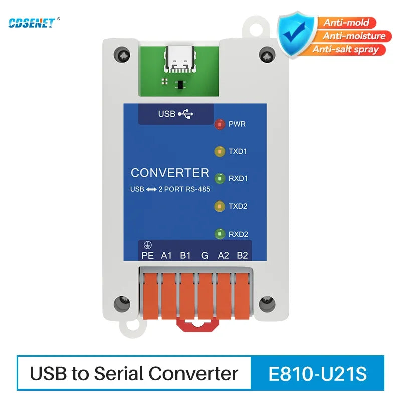 USB To RS485 RS422 RS232 TTL Industrial Converter CDSENET E810-U Series FT232 3.3/5V Power Signal Isolation Type-C