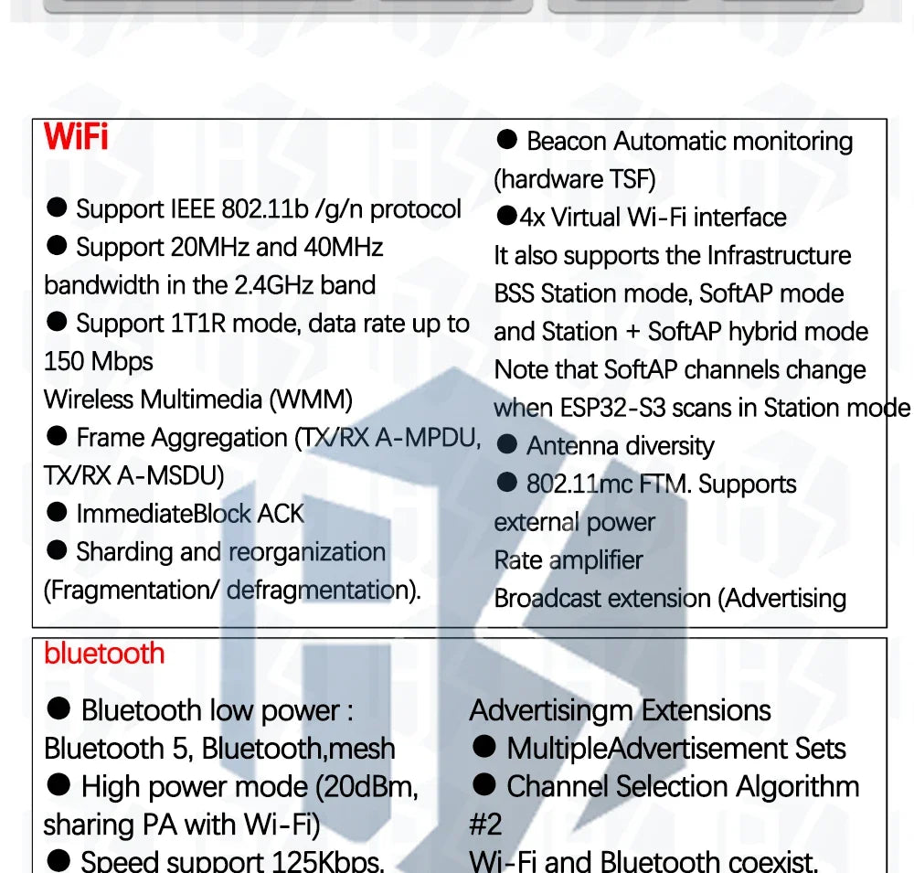 ESP32-S3 WiFi Bluetooth BLE 5.0 Mesh Module ESP32-S3-Dev-Kit-C-1 Development Board Compatible with for Arduino
