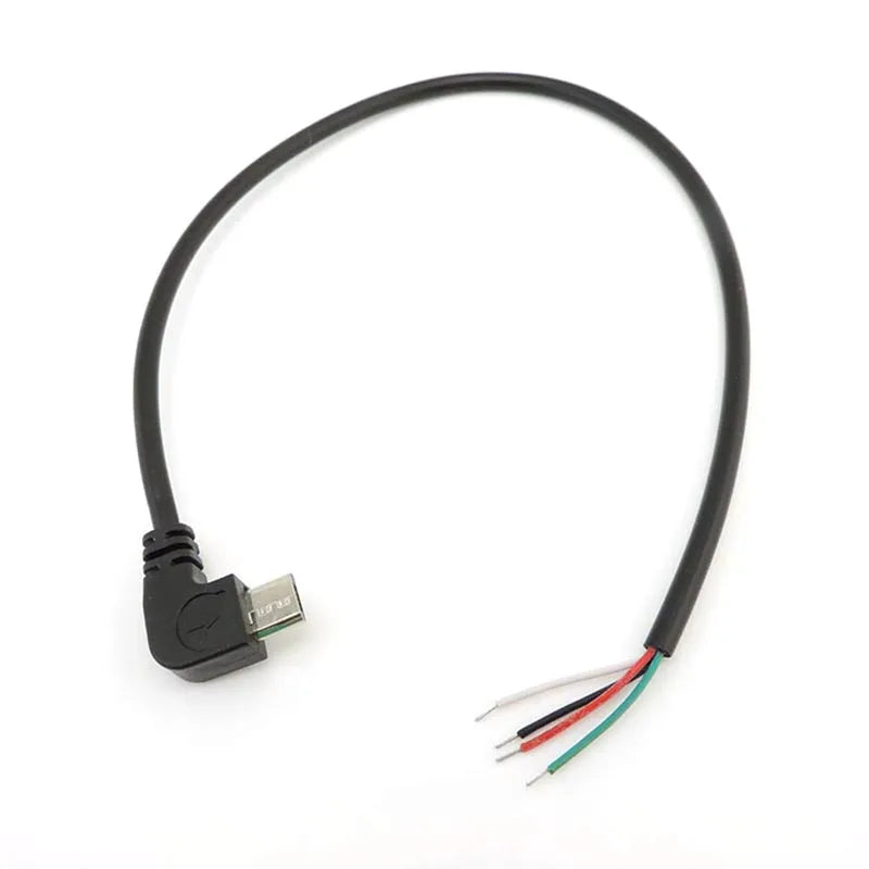 DIY Repair Welding Cable 2 Wire 4 Wires Micro USB 2.0 A Elbow Head Male Jack 4pin/2pin Type-C Male Extension Cable Line