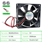 ACP8025 8cm 80mm Fan 80x80x25mm DC5V 12V 24V 2pin Cooling Fan Suitable for Chassis Power Inverter