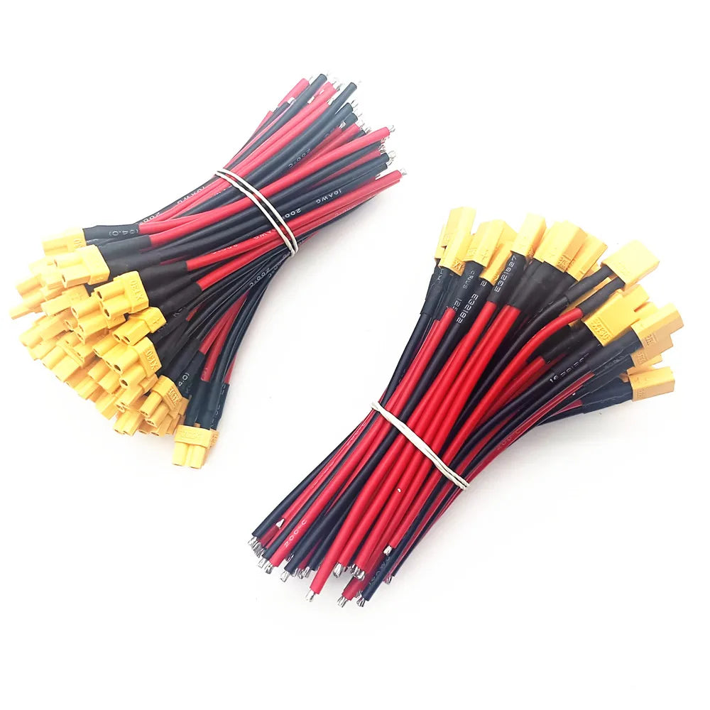XT30 Pigtail Plug Male and Female Connector with 100mm 16AWG Tinned Wire Cable for RC Fixed wing Lipo Battery FPV Drone charger
