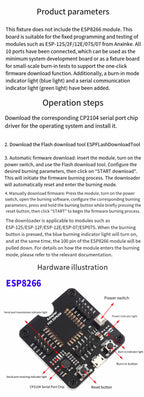 ESP32 ESP8266 Test Fixture Burner, Downloader Programmer for ESP-32 ESP-12F/12S/07S Modules