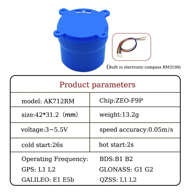 F9P/UM980/UM981/UM960/M20 GPS Antenna with Compass IST8310&RM3100 for Drone RTK Module Precision Agriculture Auto-Survey Mapping