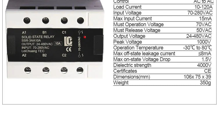LCTC Three-phase Solid State Relay DC to AC AC to AC With Radiator 10A 25A On-off SSR 3-32VDC 24-480VAC