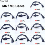 M6 M8 1 Male To 2 Female 2/3/4/5/6 Pin Ebike Splitter Sensor Connector Plug Electric Bicycle Butt Waterproof Cable Joint 40CM