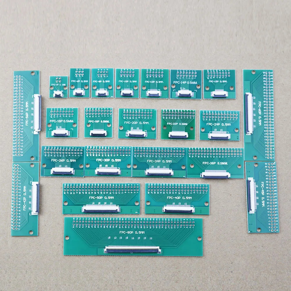 1pcs FPC/FFC Welding 0.5 Seat Connection 0.5mm Pitch Connector SMT To 2.54mm Flexible Cable Adapter Board 6 8 10 20 50 60 80 Pin