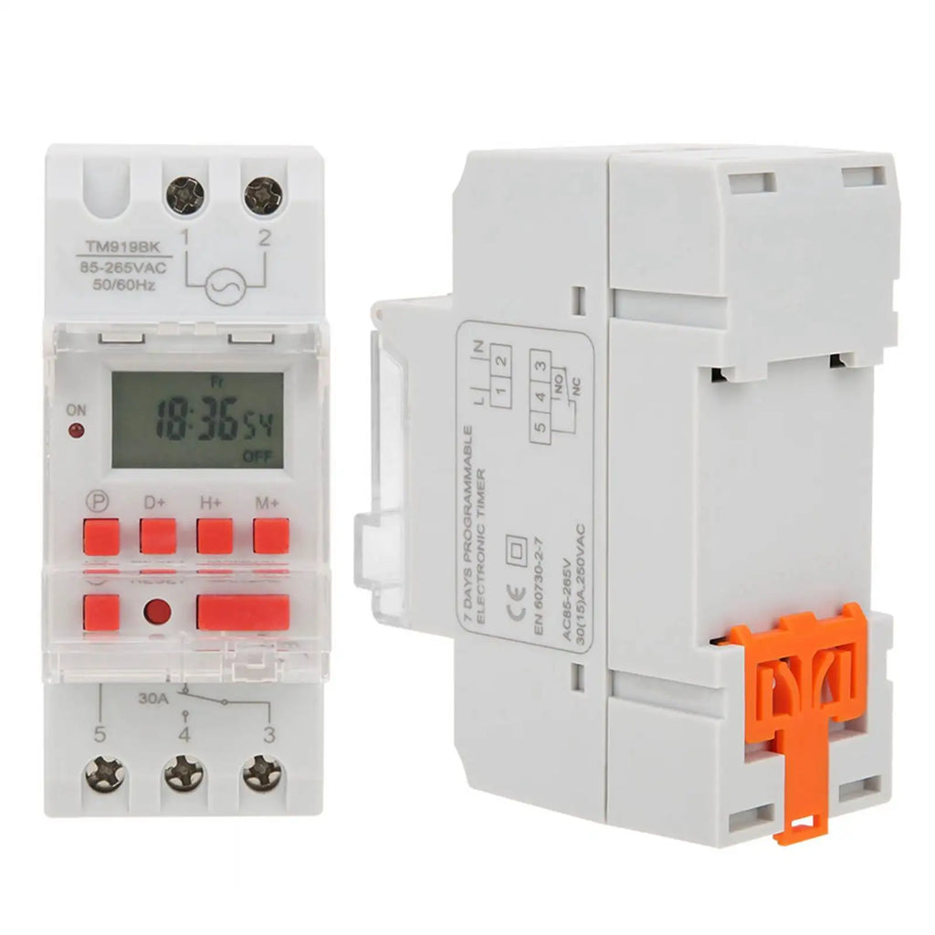 TM919BK  85~265V AC 30A LCD 7 Days Programmable Digital Timer Switches LCD Timer Switches