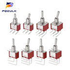Vertical Right Angle 2/3/10A 125/250V AV 3/6Pins 2/3Position SPDT PCB Mount Toggle Switch ON-OFF-ON Rocker Switche ON-ON