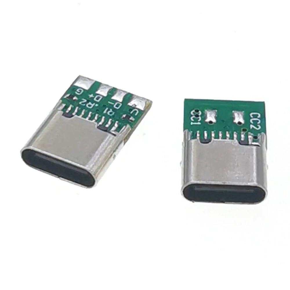 USB type c Female Connectors Jack With Dual 5.1K Resistors 16pin usb Electric Terminals welding DIY data cable Support PCB Board