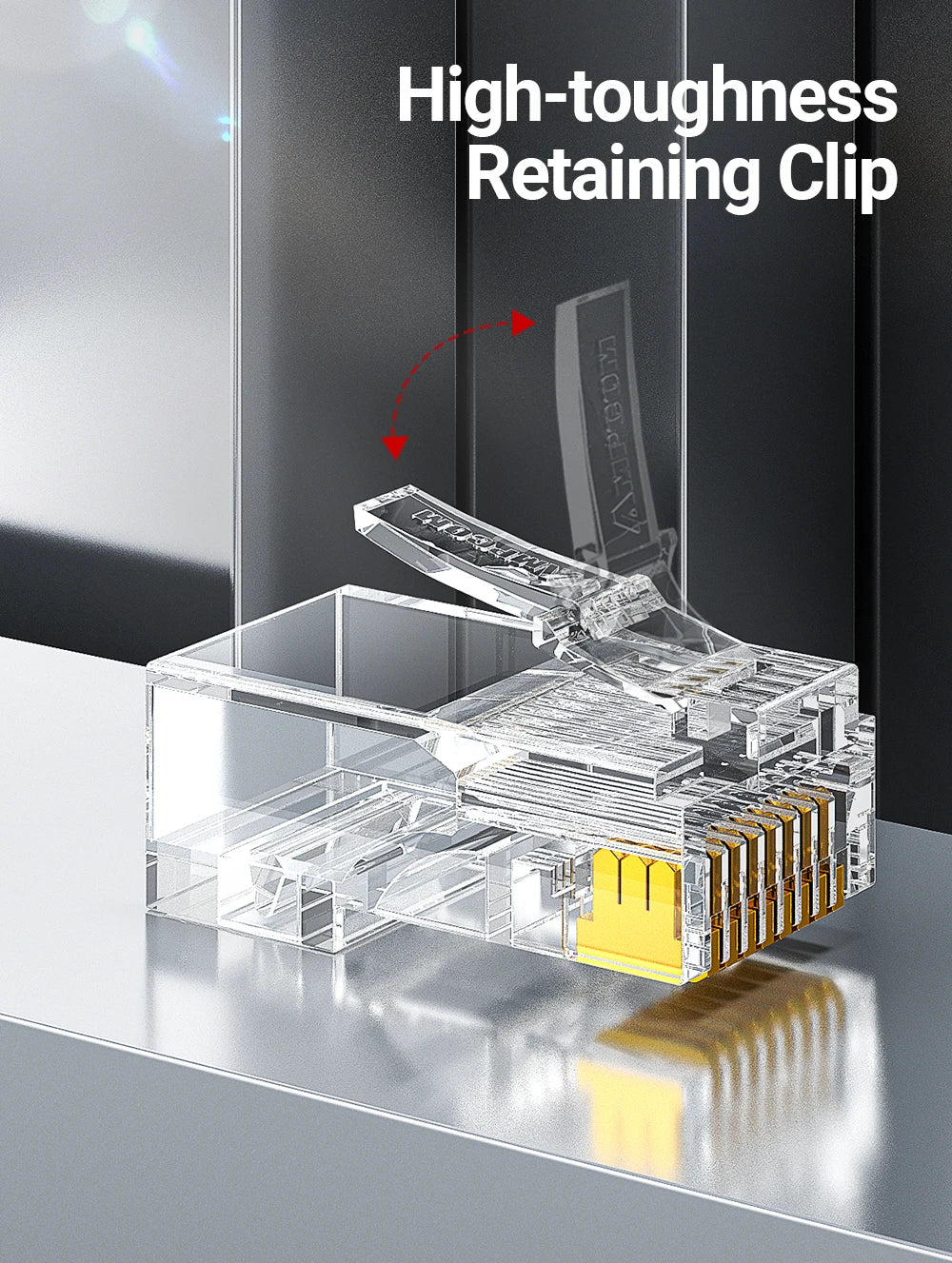 AMPCOM CAT5e RJ45 Connector 8P8C Modular Ethernet Cable RJ 45 Ends Ethernet Cable Crimp Connectors UTP Network Plug