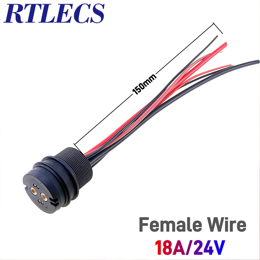 Waterproof Magnetic Circular Connector 18A 24V Male Female 4+2 Pin DC Power Charger Military-grade 12AWG Wire Threaded Gold Plat