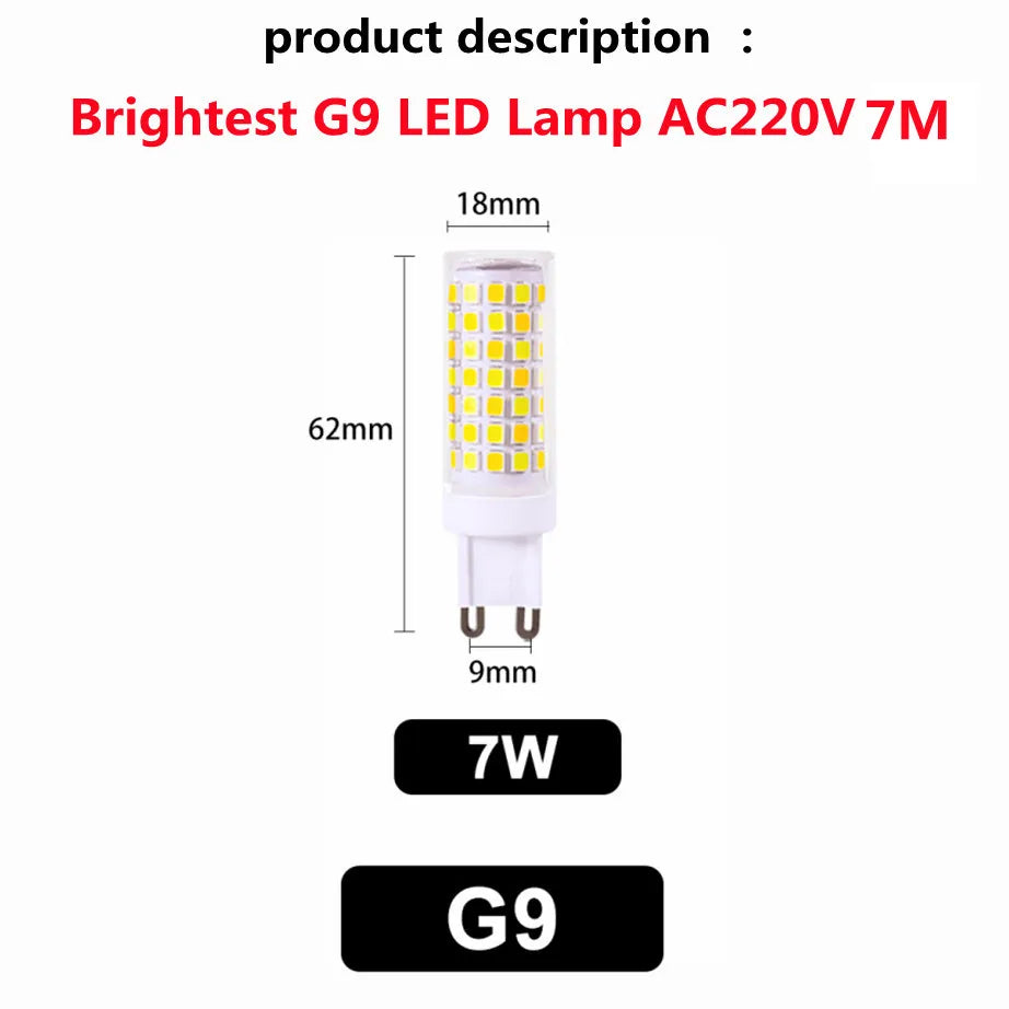 Brightest G9 LED Lamp AC220V 3W 5W 7W Ceramic SMD2835 LED Bulb Warm/Cool White Spotlight Replace Halogen Light Consignment