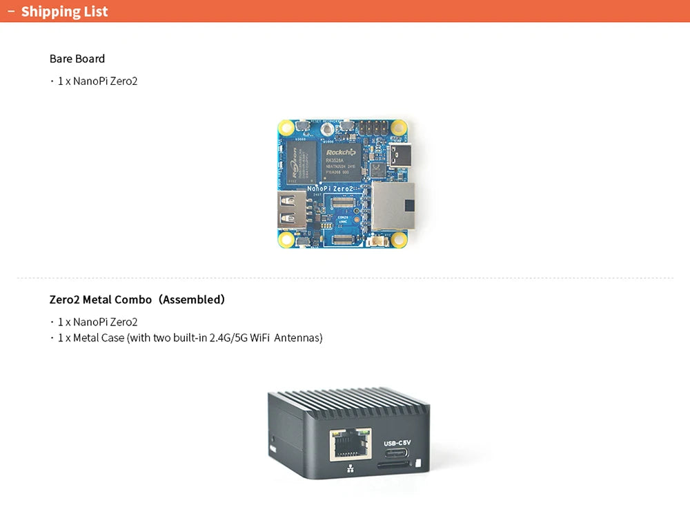 NanoPi Zero 2 Super Tiny Fast GigE Computer Rockchip RK3528A Development Boards ARM Mali-450 GPU Quad-core ARM Cortex-A53