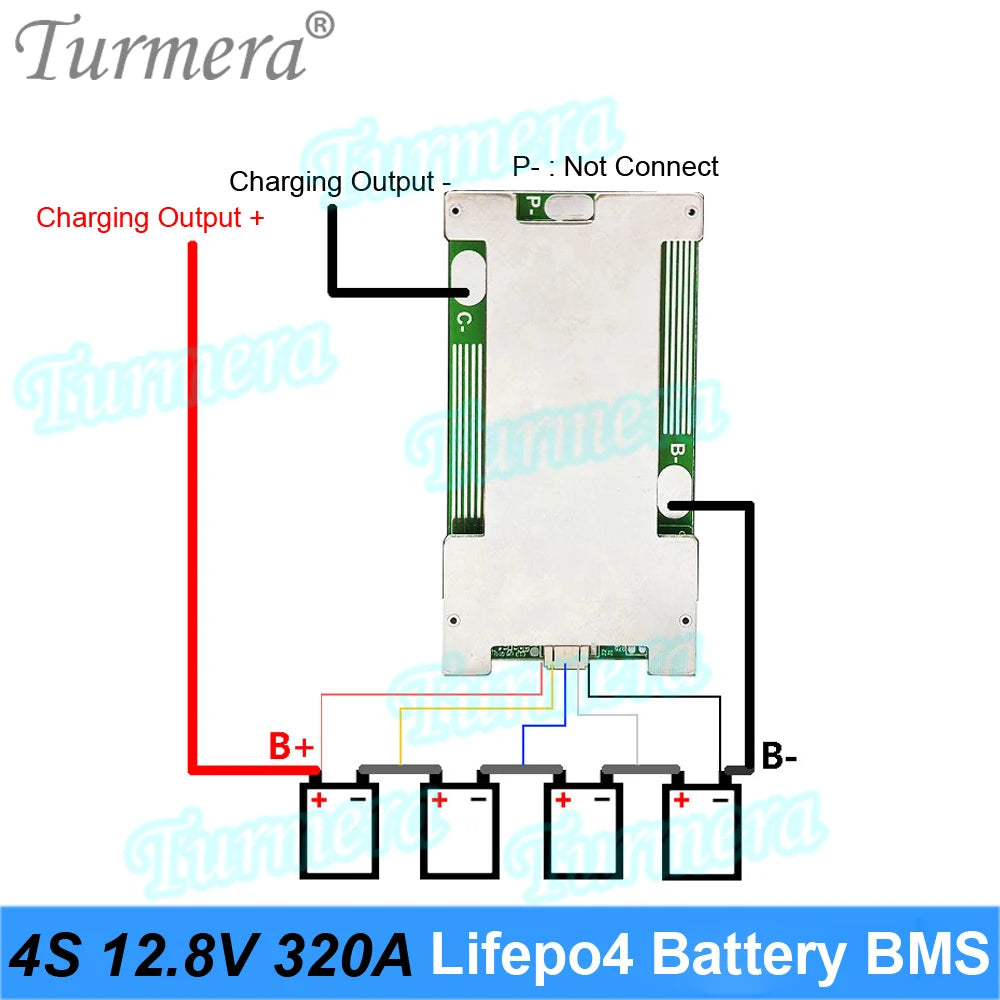Turmera 4S 12.8V 280A Balance Lifepo4 Battery BMS Balance Protected Board for 3.2V 100Ah 200Ah 280Ah 320Ah Lifepo4 Batteries Use