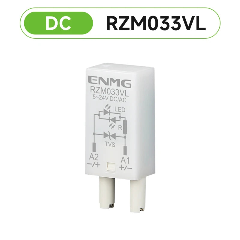 ENMG RZM033VL Relay Surge Overvoltage Protection Module 5–24V AC/DC with Indicator Light Accessory for Relay Socket Base