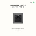Avoir Wall Toggle Switch Gray Stainless Steel Panel Light Switches 2Way Power Socket Europe Korea French Electrical Outlets Home