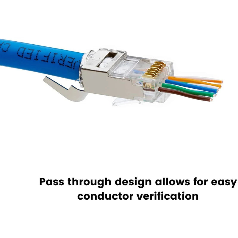 YOC-20 Pcs Cat6/6A RJ45 Pass Through Modular Plugs, Shielded (STP) External Ground Connector,EZ Crimp